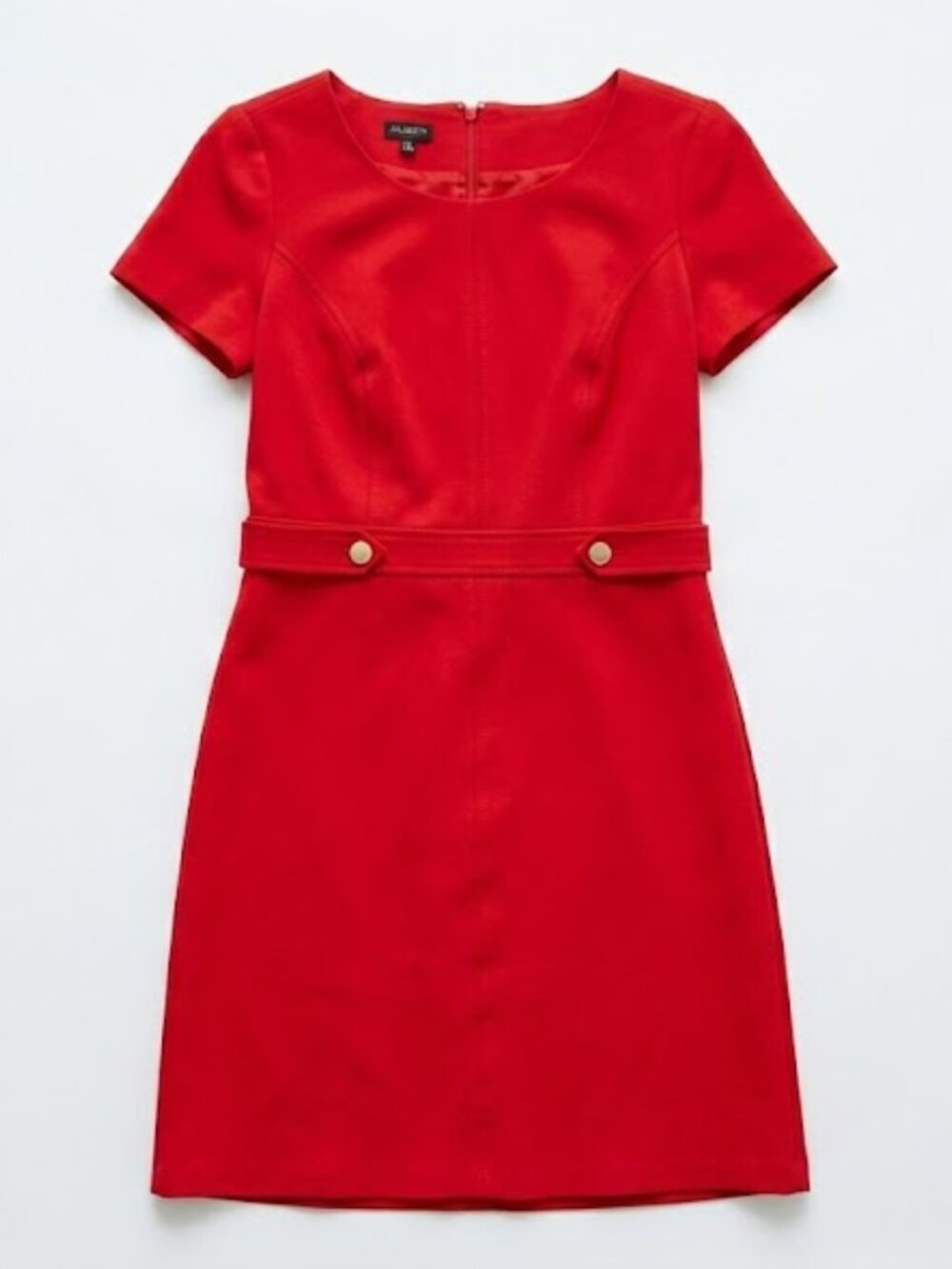 Talbots Red Short-Sleeve Midi Dress